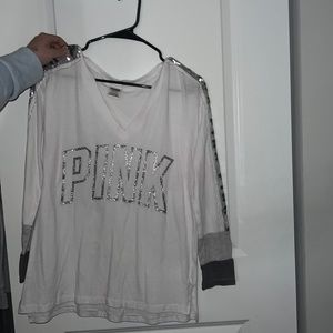 White and sparkly silver long sleeve